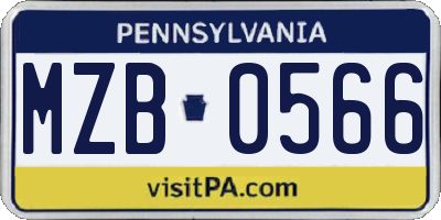 PA license plate MZB0566