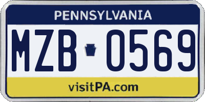 PA license plate MZB0569