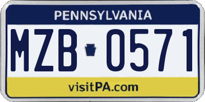 PA license plate MZB0571