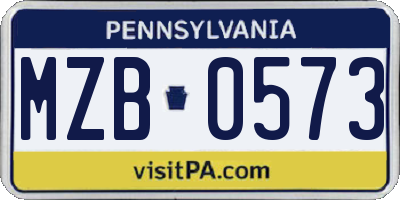 PA license plate MZB0573