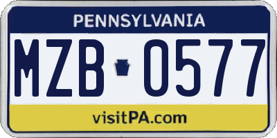 PA license plate MZB0577