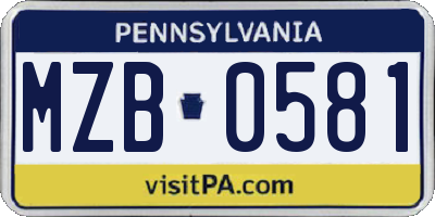 PA license plate MZB0581