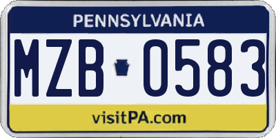 PA license plate MZB0583
