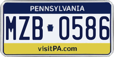 PA license plate MZB0586