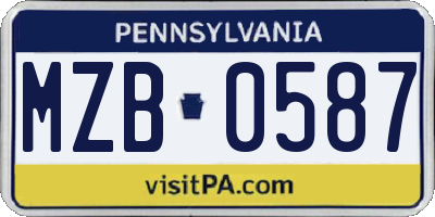 PA license plate MZB0587