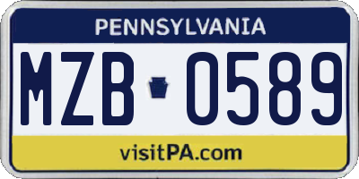 PA license plate MZB0589