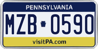 PA license plate MZB0590