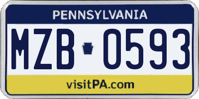 PA license plate MZB0593
