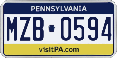 PA license plate MZB0594
