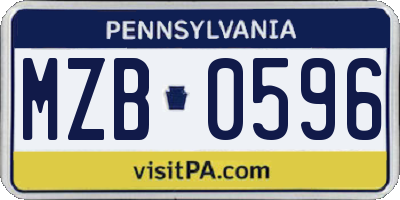 PA license plate MZB0596