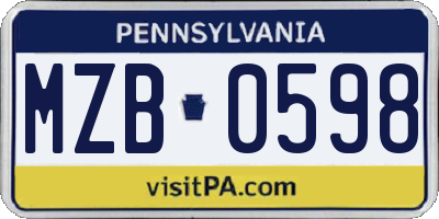 PA license plate MZB0598