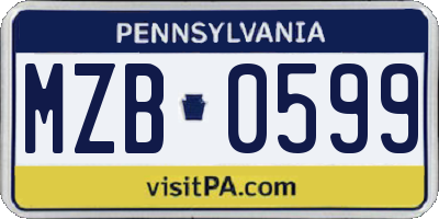 PA license plate MZB0599