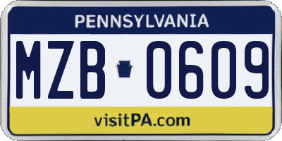 PA license plate MZB0609