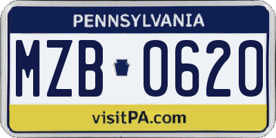 PA license plate MZB0620