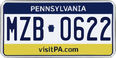 PA license plate MZB0622