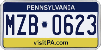 PA license plate MZB0623