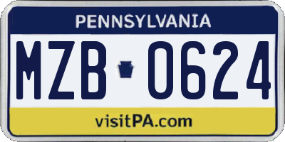 PA license plate MZB0624