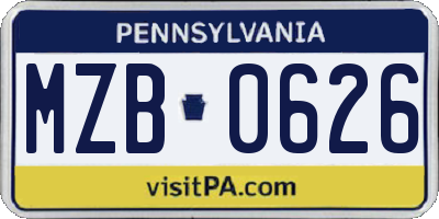 PA license plate MZB0626