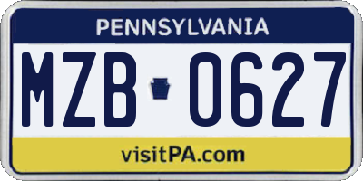 PA license plate MZB0627