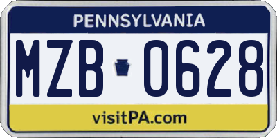 PA license plate MZB0628