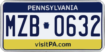 PA license plate MZB0632