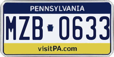 PA license plate MZB0633