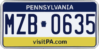 PA license plate MZB0635