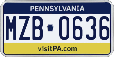 PA license plate MZB0636