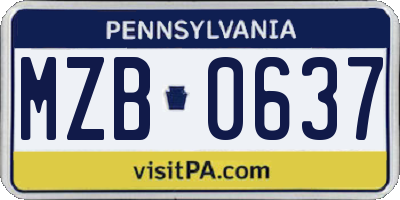 PA license plate MZB0637