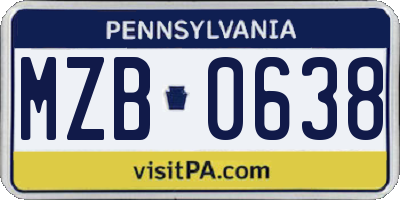 PA license plate MZB0638