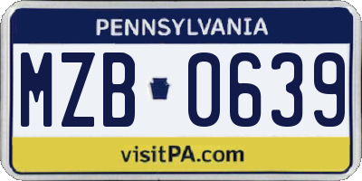 PA license plate MZB0639