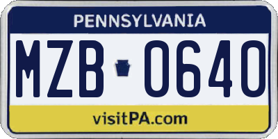 PA license plate MZB0640
