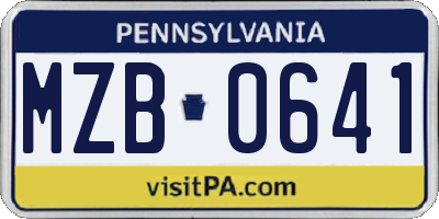 PA license plate MZB0641
