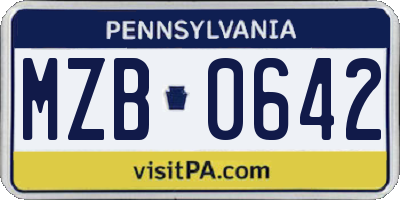 PA license plate MZB0642