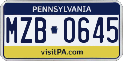 PA license plate MZB0645