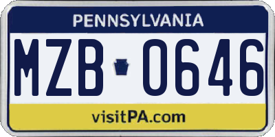 PA license plate MZB0646
