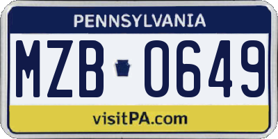 PA license plate MZB0649