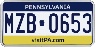 PA license plate MZB0653