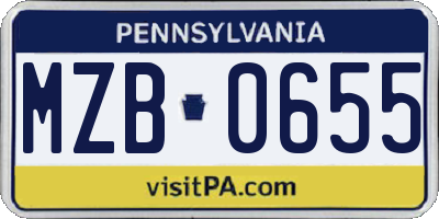 PA license plate MZB0655