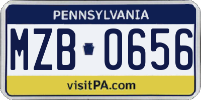 PA license plate MZB0656