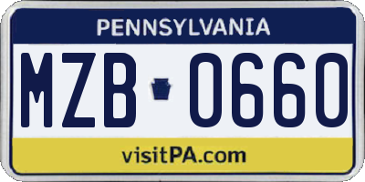 PA license plate MZB0660