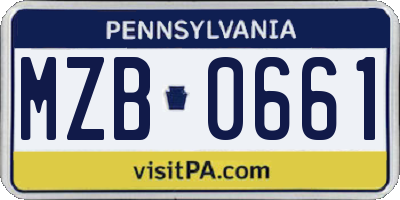 PA license plate MZB0661