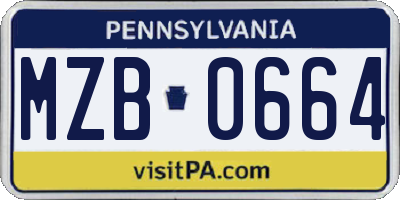 PA license plate MZB0664