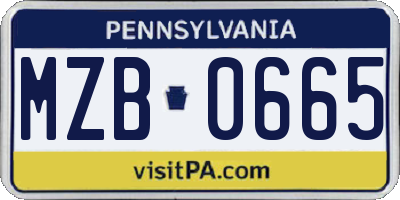 PA license plate MZB0665