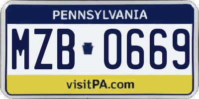 PA license plate MZB0669