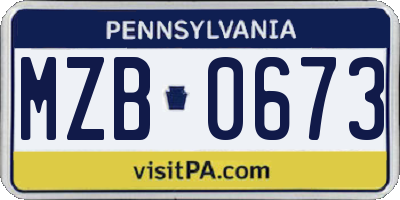 PA license plate MZB0673