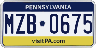 PA license plate MZB0675