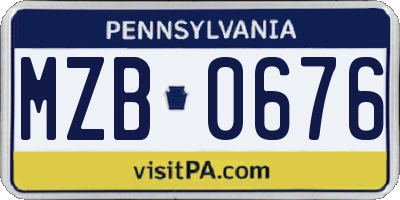PA license plate MZB0676