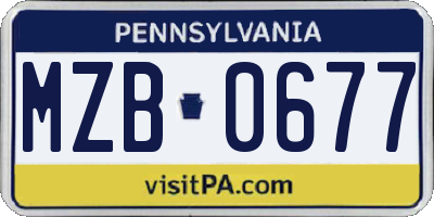 PA license plate MZB0677