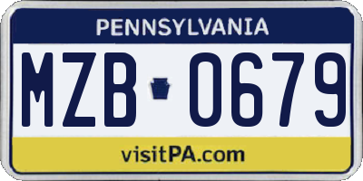 PA license plate MZB0679